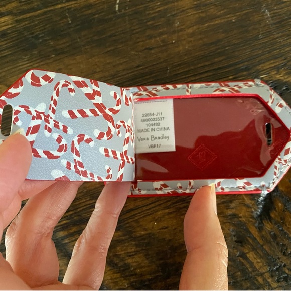 Vera Bradley Keep a Secret Luggage Tag Candy Canes New With Tags - Picture 4 of 9